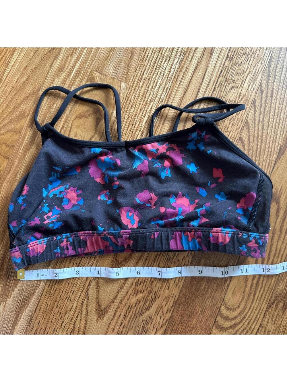 Lululemon Strappy Sports Bra — Black Floral Print, Sz 6